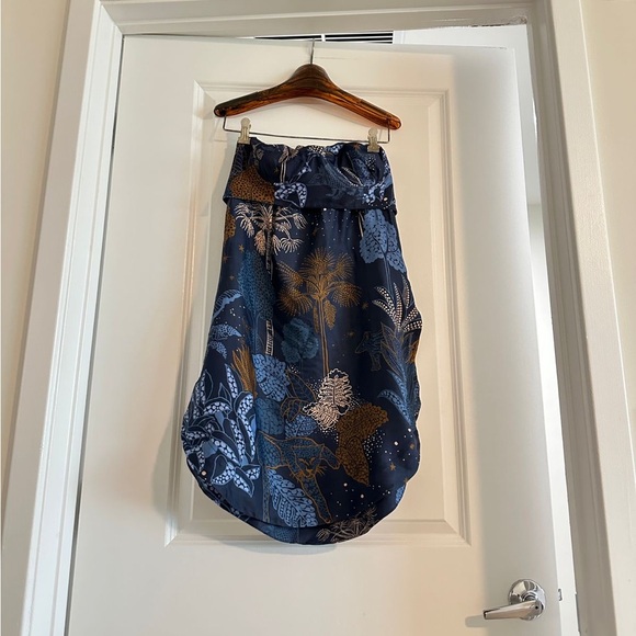 Farm Rio Navy Blue Night Jungle Strapless Blouse - Picture 6 of 9